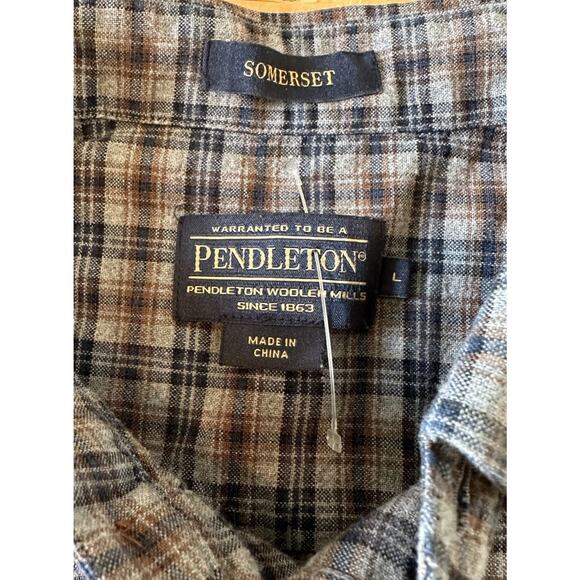 Pendleton Somerset Button Up Check Shirt Size Large Men’s Brown - Picture 3 of 7